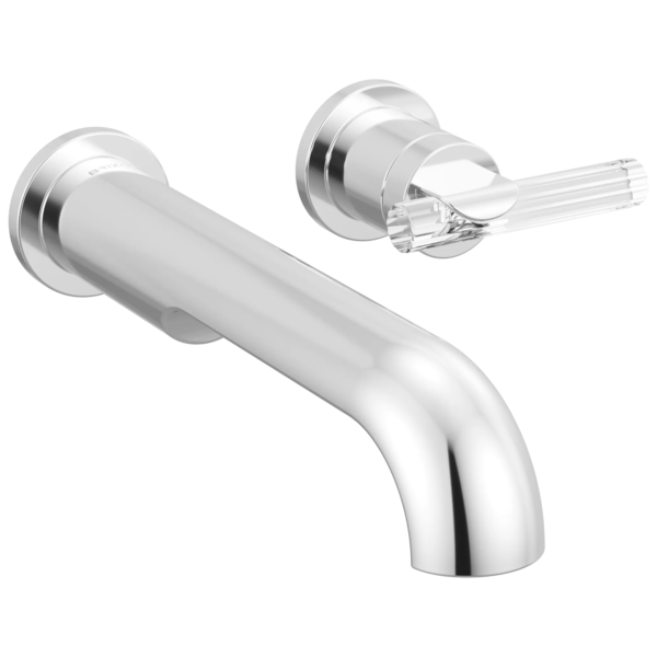 Brizo Roccesco wall mount faucet in Polished Chrome with Clear Lever handle
