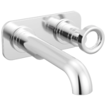 Brizo Roccesco wall mount faucet in Polished Chrome with Knob handle; optional wall plate shown, sold separately