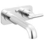 Brizo Roccesco wall mount faucet in Polished Chrome with Lever handle; optional wall plate shown, sold separately