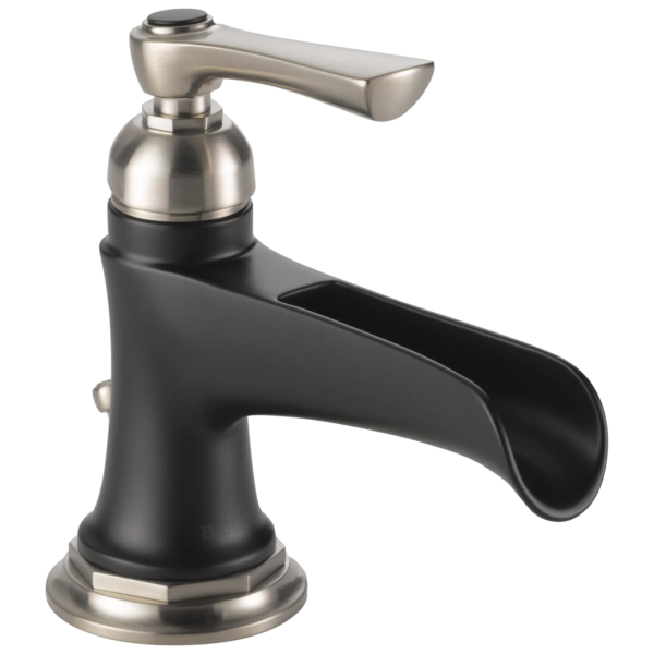 Brizo Rook single-handle faucet with channel spout in Matte Black / Brilliance® Luxe Nickel®