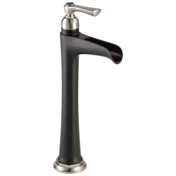 Brizo Rook vessel faucet in Matte Black / Brilliance® Luxe Nickel®