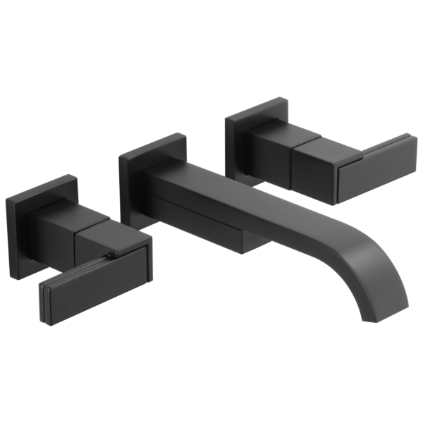 Brizo Siderna wall mount faucet in Matte Black with Metal Lever handles