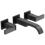 Brizo Siderna wall mount faucet in Matte Black with Solar Gray Glass Lever handles