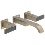 Brizo Siderna wall mount faucet in Brilliance® Brushed Nickel with Solar Gray Glass Lever handles