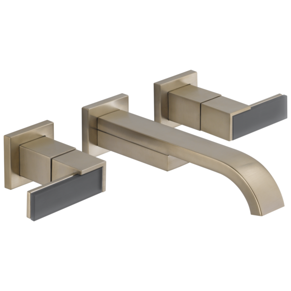 Brizo Siderna wall mount faucet in Brilliance® Brushed Nickel with Solar Gray Glass Lever handles