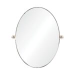 Renwil Azalea Polished Nickel Oval Vanity Mirror MT2353 - front view with side mounting brackets