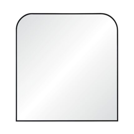 Renwil Luka Black Iron Wall Mirror MT2382 - front view of mirror with rounded upper corners