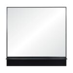 Renwil Otavi Black Wall Mirror with Shelf MT2423 - front view of square mirror with shelf