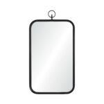 Renwil Priscilla Matte Black Wall Mirror with Ring MT2462 - front view with ring accent above rounded rectangular frame