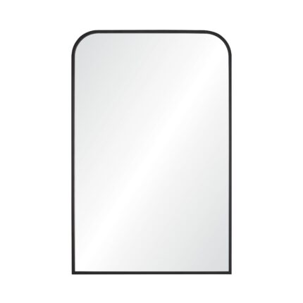 Renwil Jackline Matte Black Wall Mirror MT2511 - front view of the matte black iron frame and rounded upper corners