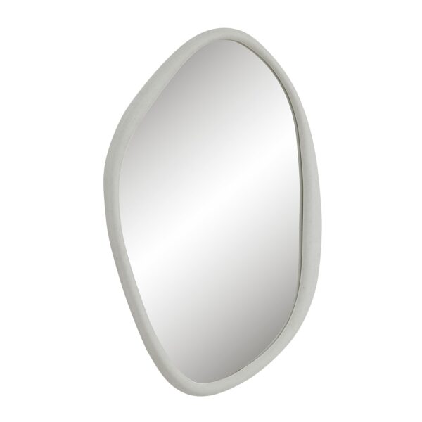 Renwil Folignio Rice Stone Resin Organic Wall Mirror MT2691 - angled view of the softly curved resin frame