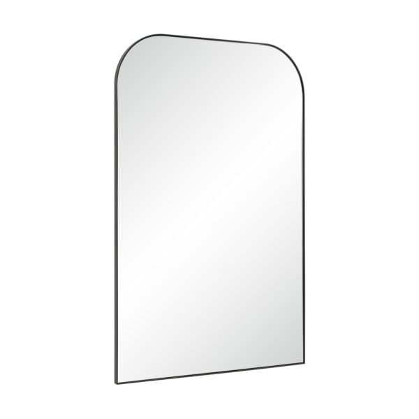 Renwil Opalina Matte Black Rounded-Top Leaner Mirror MT2766 - angled view of slim iron frame
