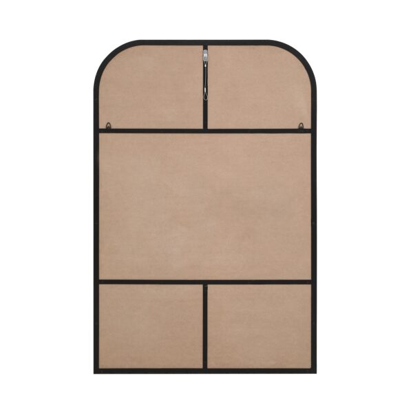 Renwil Opalina Matte Black Rounded-Top Leaner Mirror MT2766 - rear view of backing, mounts and anti-tip hardware