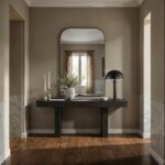 Renwil Opalina Matte Black Rounded-Top Leaner Mirror MT2766 - rounded-top mirror in a furnished interior