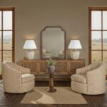 Renwil Octavian Walnut-Stained Mango Wood Wall Mirror MT2767 - mirror in a furnished living room