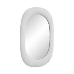 Renwil Galera Textured White Plaster Wall Mirror MT2768 - angled view of broad shaped frame