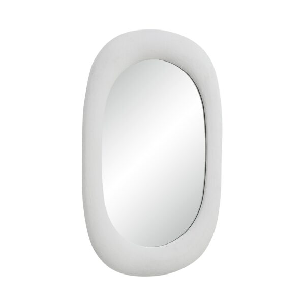 Renwil Galera Textured White Plaster Wall Mirror MT2768 - angled view of broad shaped frame