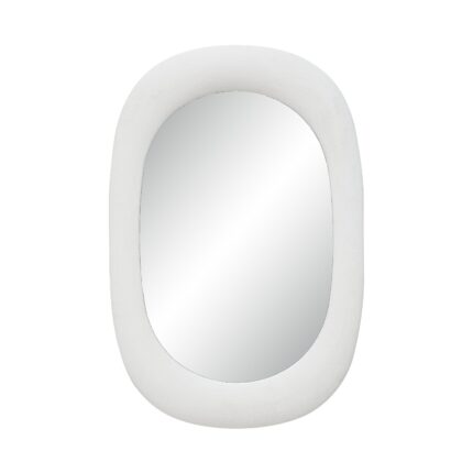 Renwil Galera Textured White Plaster Wall Mirror MT2768 - front view of textured white organic mirror