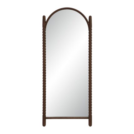 Renwil Ignatius Walnut-Finish Twisted-Frame Full-Length Mirror MT2769 - front view of arched mirror with twisted posts