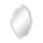 Renwil Tida Matte White Organic Wall Mirror MT2771 - angled view of sculpted white frame
