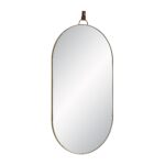 Renwil Hudson Antique Brushed Brass Oval Wall Mirror MT2774 - angled view of antique brushed brass iron frame