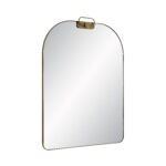 Renwil Oro Antique Brushed Brass Arch Wall Mirror MT2775 - angled view of antique brushed brass frame