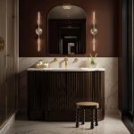 Renwil Oro Antique Brushed Brass Arch Wall Mirror MT2775 - styled vertical mirror above a vanity