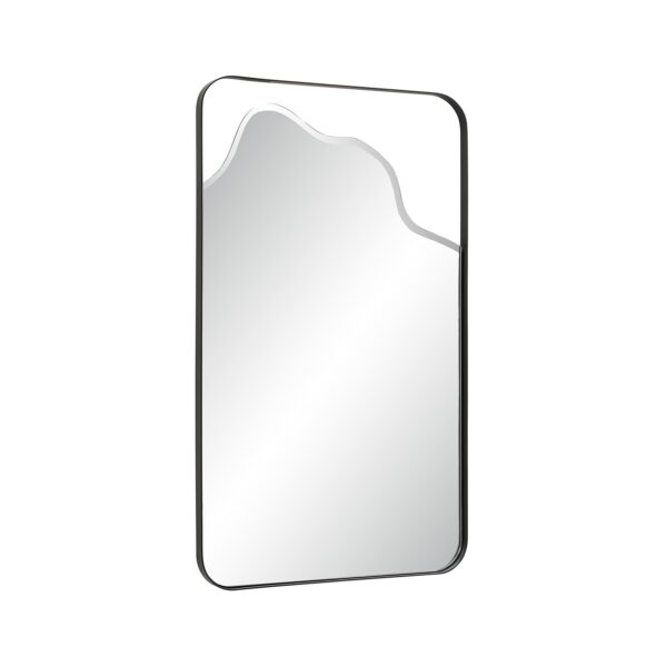 Renwil Heron Matte Black Decorative Wall Mirror MT2779 - angled view of rounded rectangular iron frame