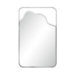 Renwil Heron Matte Black Decorative Wall Mirror MT2779 - front view of black mirror with wave-shaped upper glass edge
