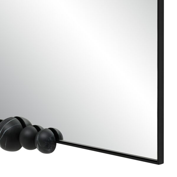 Renwil Cosmos Matte Black Mirror with Marble-Effect Accents MT2780 - close-up of hydro-dipped marble-effect decorative accents