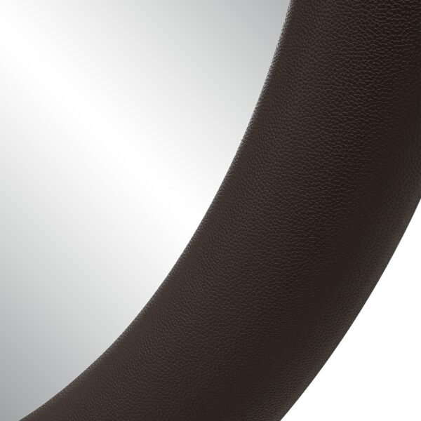 Renwil Porto Dark Brown Vegan Leather Round Mirror MT2781 - close-up of textured PU vegan leather