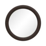 Renwil Porto Dark Brown Vegan Leather Round Mirror MT2781 - front view of large dark brown vegan leather mirror