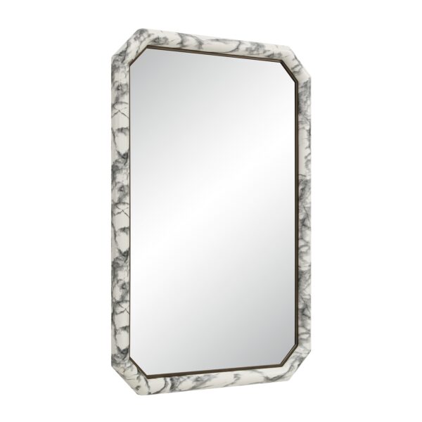 Renwil Venus Faux White Marble Wall Mirror MT2782 - angled view of hydro-dipped PU frame