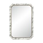 Renwil Venus Faux White Marble Wall Mirror MT2782 - front view of clipped-corner faux white marble mirror