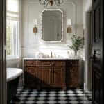 Renwil Venus Faux White Marble Wall Mirror MT2782 - styled wall mirror above a bathroom vanity