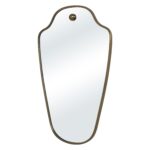 Renwil Elodie Antique Brushed Brass Shield Wall Mirror MT2783 - angled view of shaped iron frame