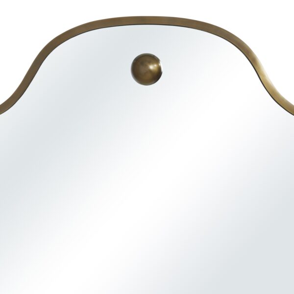 Renwil Elodie Antique Brushed Brass Shield Wall Mirror MT2783 - close-up of round decorative accent