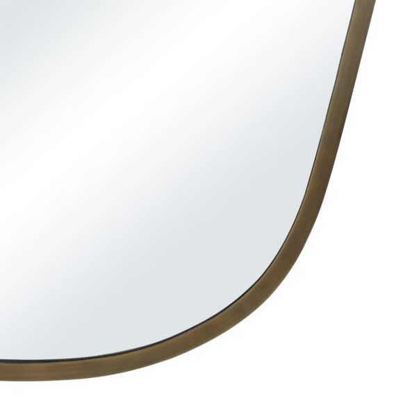 Renwil Elodie Antique Brushed Brass Shield Wall Mirror MT2783 - close-up of lower curved frame