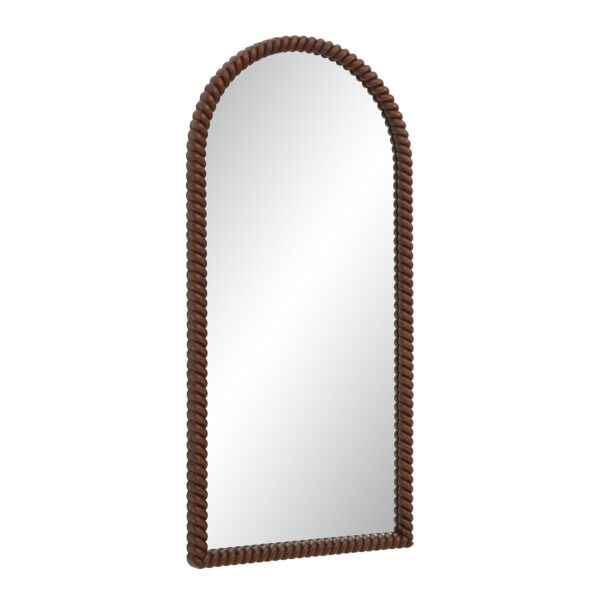 Renwil Madiwell Walnut-Finish Rope-Detail Full-Length Mirror MT2786 - angled view of deep walnut-finish PU frame