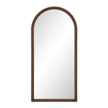 Renwil Madiwell Walnut-Finish Rope-Detail Full-Length Mirror MT2786 - front view of rope-detail arch mirror