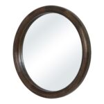 Renwil Floresta Dark Walnut-Stained Mango Wood Round Mirror MT2796 - angled view of deep stained wood frame