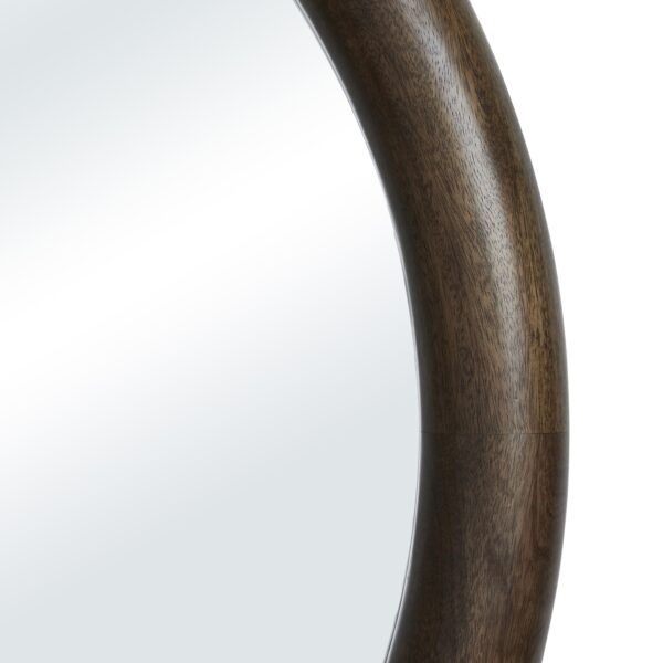 Renwil Floresta Dark Walnut-Stained Mango Wood Round Mirror MT2796 - close-up of dark walnut finish and wood grain