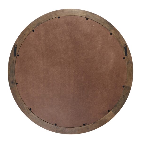 Renwil Floresta Dark Walnut-Stained Mango Wood Round Mirror MT2796 - rear view showing D-ring mounts
