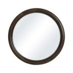 Renwil Floresta Dark Walnut-Stained Mango Wood Round Mirror MT2796 - front view of round mango wood mirror