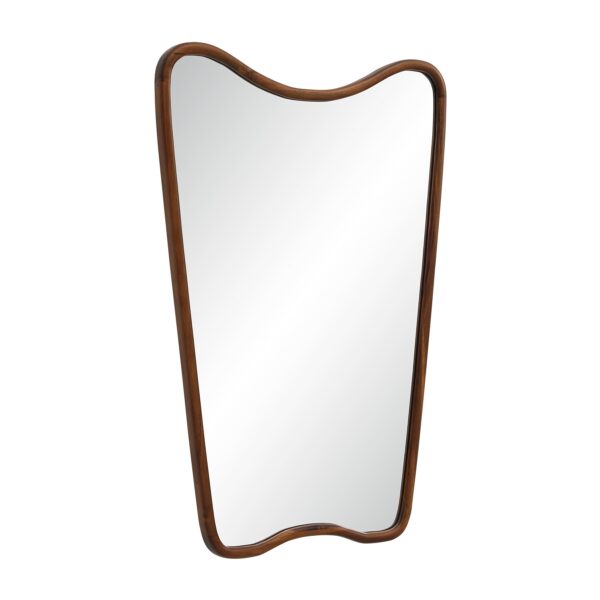 Renwil Reverie Walnut-Stained Shaped Wood Wall Mirror MT2797 - angled view of walnut-stained frame