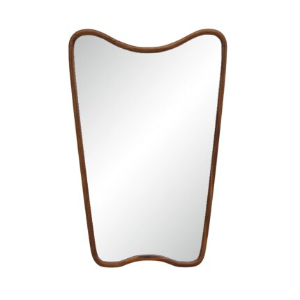 Renwil Reverie Walnut-Stained Shaped Wood Wall Mirror MT2797 - front view of curved wood-framed mirror