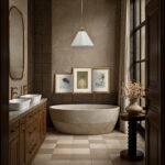 Renwil Penelope PA0056 framed print at the left of a styled bathroom art grouping
