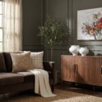 Renwil Thornhill Beige and Brown Plaid Pillow 20 x 20 PWFL1480 - Thornhill plaid pillow in a styled living room