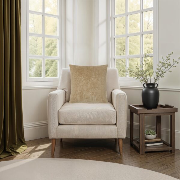 Renwil Oceana Beige Textured Pillow 20 x 20 PWFL1481 - Oceana pillow styled on an armchair
