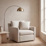 Renwil Lizzy Soft Beige Textured Pillow 20 x 20 PWFL1482 - Lizzy pillow styled on an armchair